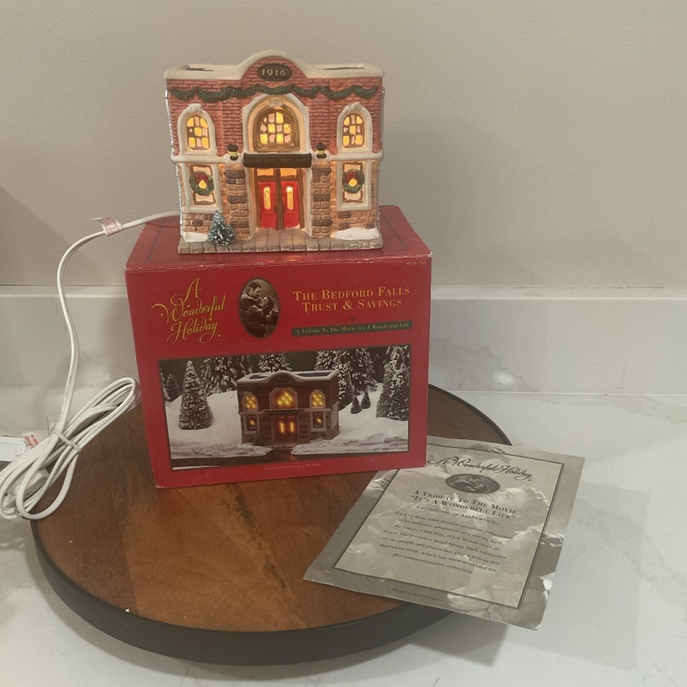 It's A Wonderful Life Bedford Falls Trust & Savings Building Ceramic 1995 New